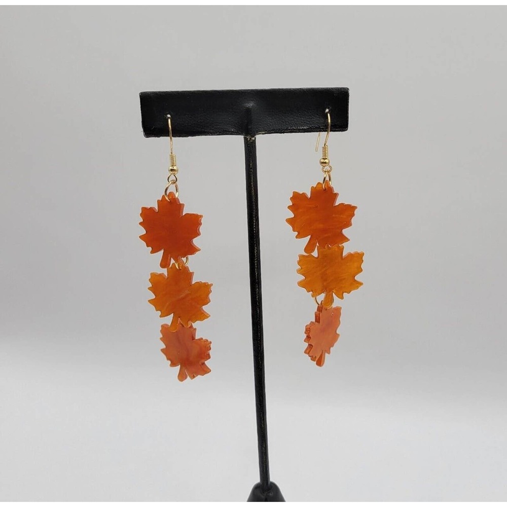 Fall Autumn Colors Maple Leaves Lightweight Plastic Acrylic Dangle Earrings